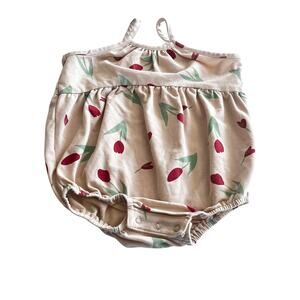 Lulus girls tan tulip print summer bubble romper size 24 months